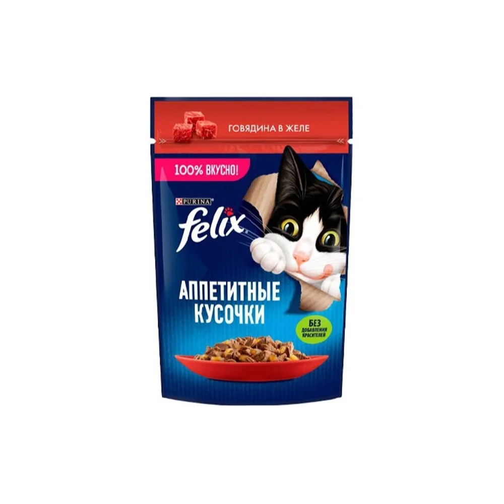 Felix wet cat food with beef in jelly 75 g