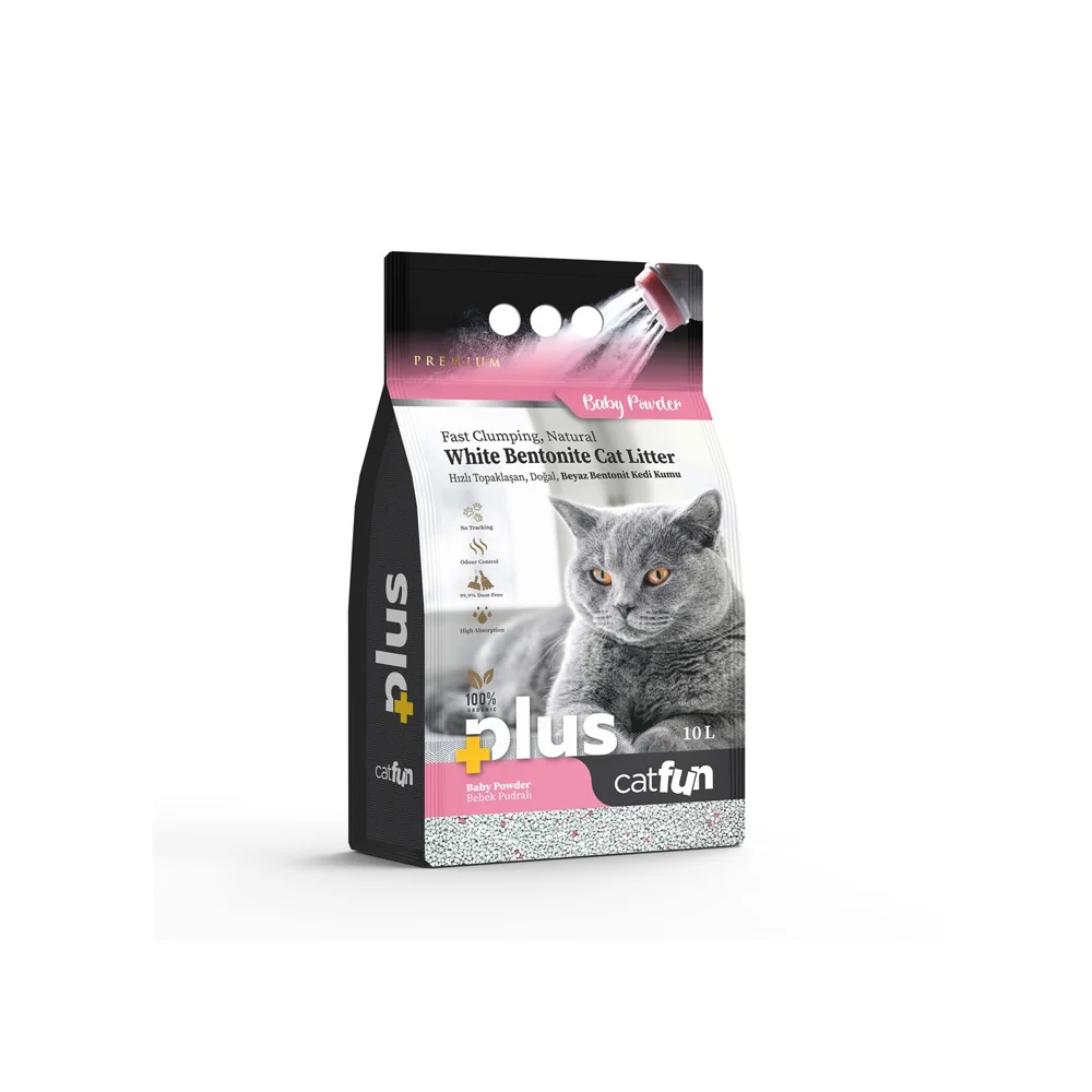 CatFun clumping cat litter with baby powder scent, 10 L