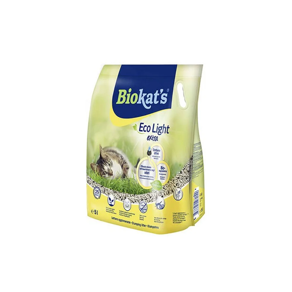Biokat's Eco Light Extra Carbon Tofu clumping cat litter with activated charcoal, 5 L