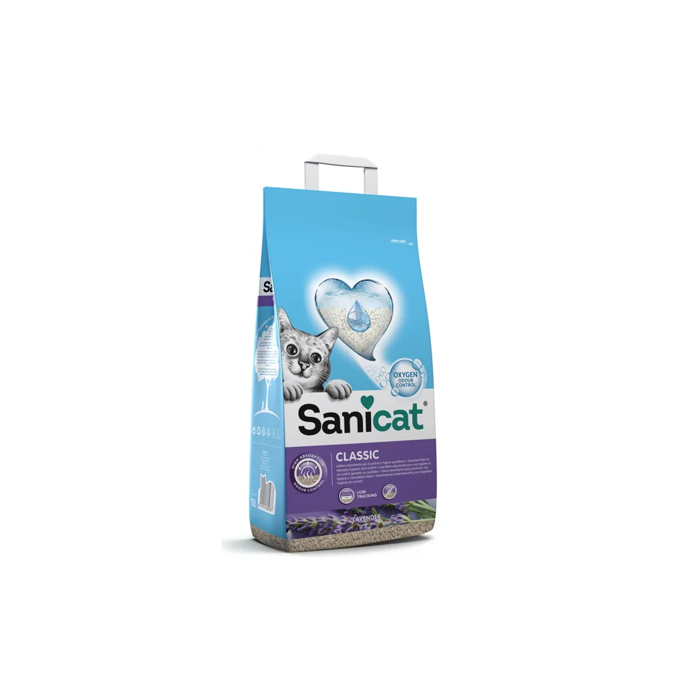 Sanicat Classic Некомкующийся наполнитель для кошек, с ароматом лаванды, 10 л