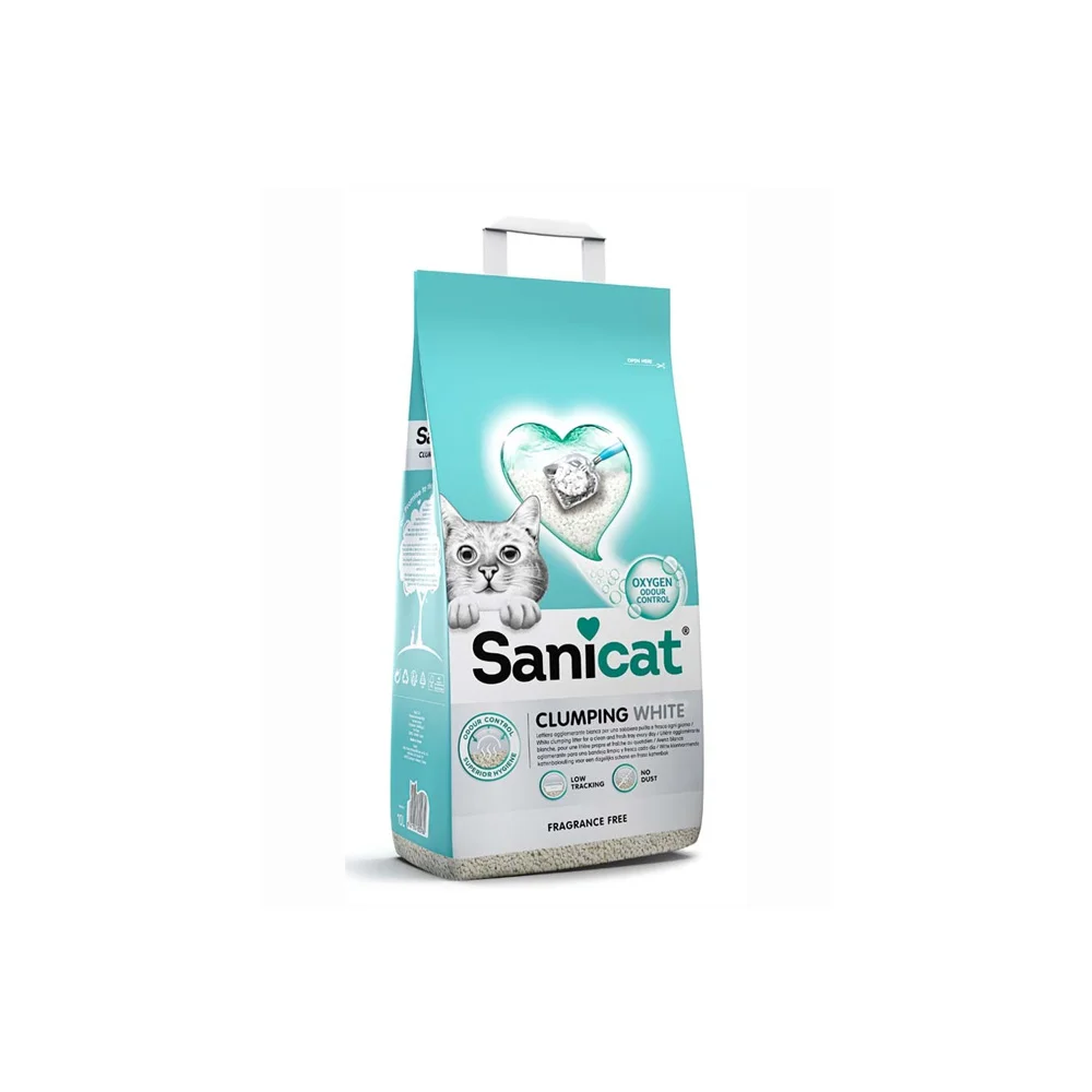 Sanicat Clumping White Комкующийся наполнитель для кошек, без запаха, 10 л