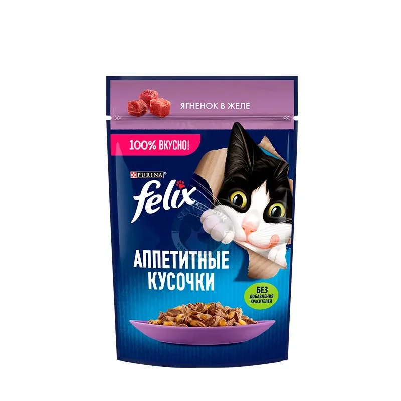Felix yaş pişik yemi quzu jeledə 75 q